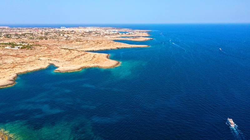 An aerial view of Lampedusa island during the day