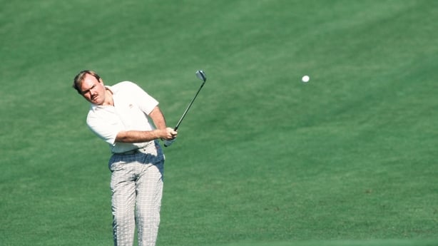 AUGUSTA, GA - APRIL 1990: Ronan Rafferty watches his shot to the green during the 1990 Masters Tournament at Augusta National Golf Club in April 1990 in Augusta, Georgia. (Photo by Augusta National/Getty Images)