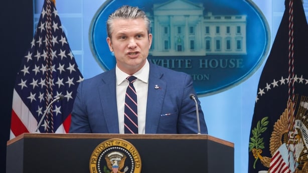 US Secretary of War Pete Hegseth speaks during a news conference in the White House