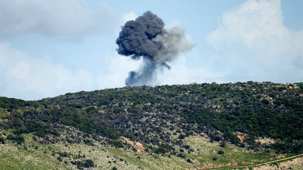 Smoke rises following an Israeli airstrike on the area of Ali al-Daher in southern Lebanon