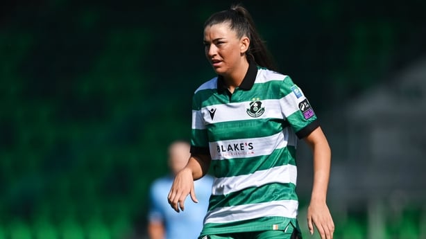 Maria Reynolds of Shamrock Rovers during the SSE Airtricity Women's Premier Division match between Shamrock Rovers and Peamount United at Tallaght Stadium in Dublin. 