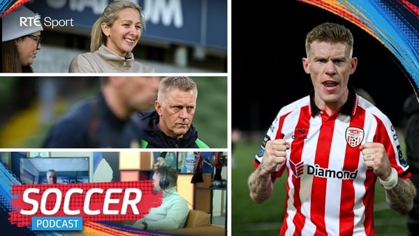 The RTE Soccer Podcast thumbnail for 7 April 2026 featuring Carla Ward, James McClean, Conan Byrne, Graham Gartland and Heimir Hallgrimsson.