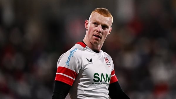 4 April 2026; Nathan Doak of Ulster during the EPCR Challenge Cup match between Ulster and Ospreys at Affidea Stadium in Belfast. Photo by Ben McShane/Sportsfile
