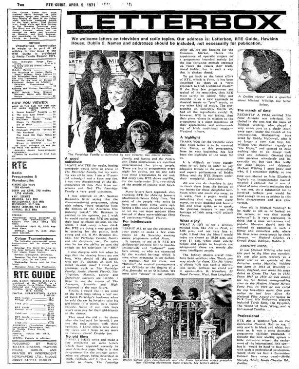 The letters page in the RTÉ Guide on April 9 1971