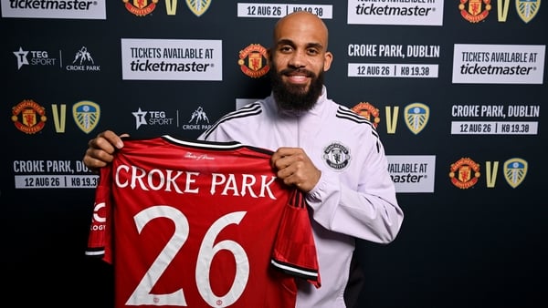 7 April 2026; Manchester United player Bryan Mbuemo pictured at a training camp at Carton House, County Kildare. Croke Park and TEG Sport have announced that Manchester United will play a pre-season fixture against Leeds United at Croke Park, Dublin, on W
