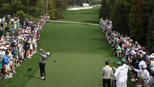 AUGUSTA, GEORGIA - APRIL 07: Rory McIlroy of Northern Ireland plays a shot from the 18th hole tee box during a practice round prior to the 2026 Masters Tournament at Augusta National Golf Club on April 07, 2026 in Augusta, Georgia. (Photo by Andrew Redington/Getty Images)