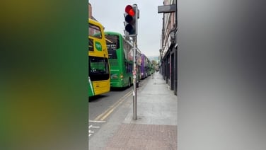 Lines of buses in Dublin city centre