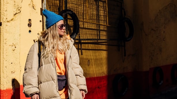 Portrait of young stylish female outdoor