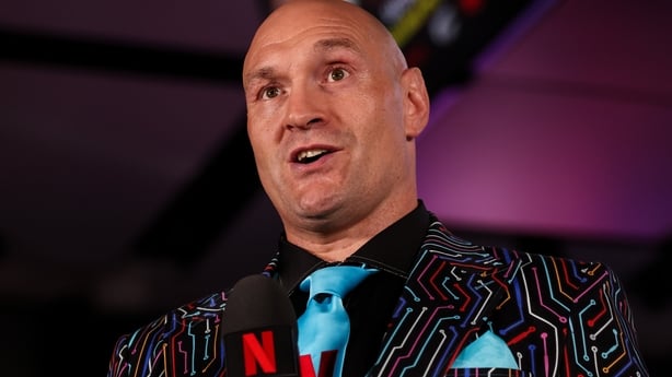 LONDON, ENGLAND - FEBRUARY 16: Tyson Fury attends the Tyson Fury and Arslan Makhmudov face off during a press conference at Tottenham Hotspur Stadium on February 16, 2026 in London, England. The fight will be shown live on Netflix on the 11th April (Photo by Richard Pelham/Getty Images for Netflix)