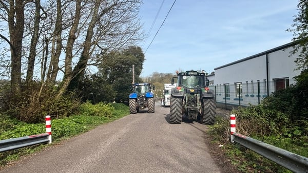 Tractors block enterance to Whitegate oil refinery