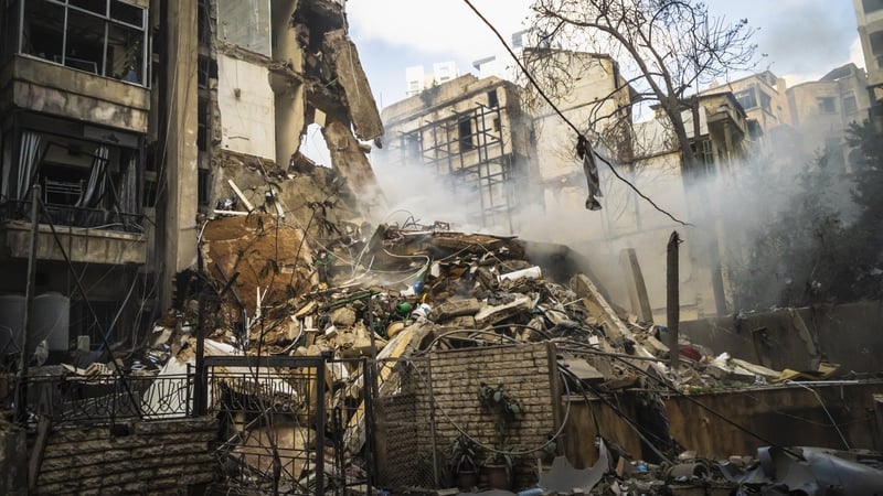 Damage is seen in the Ain el Mreisseh neighbourhood of Beirut, Lebanon,