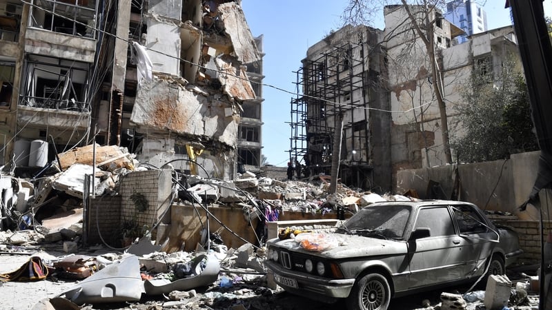 A view of the destruction in Ain El Mraiseh area after Israeli strikes, where buildings suffer heavy damage and debris removal operations begin, in Beirut, capital of Lebanon, on April 09, 2026. (Photo by Houssam Shbaro/Anadolu via Getty Images)
