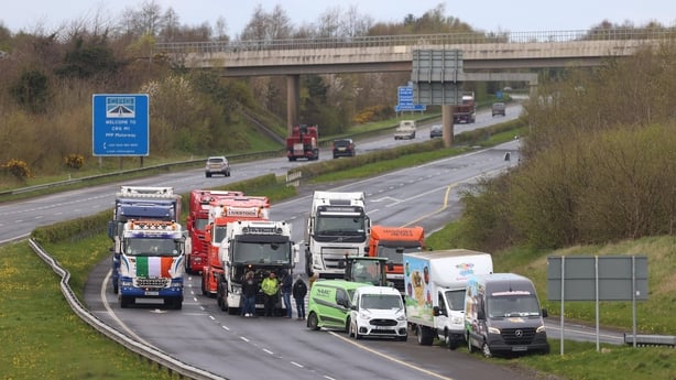 Vehicles take part on the third day of a National Fuel Protest against rising fuel prices on the N1 northbound