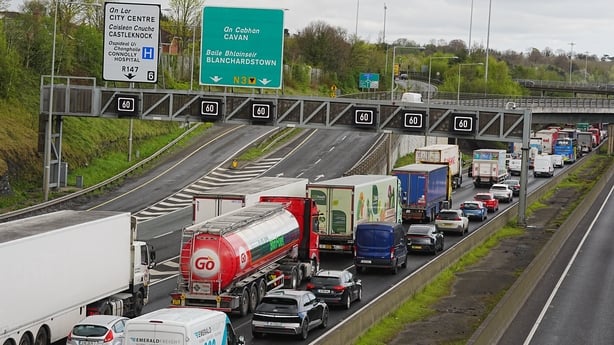 Heavy traffic on Dublin's M50 Northbound