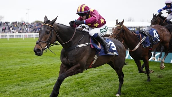 Darragh O'Keeffe riding Koktail Divin clear the last to win The William Hill Manifesto Novices' Chase at Aintree