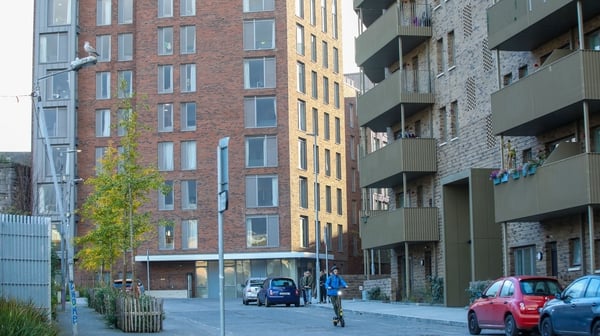 Social and shared housing developments are pictured in Dublin on November 7, 2024. The forthcoming election is set to be dominated by domestic pressure to tackle crises over housing and growing opposition to migration, which has sparked several incidents