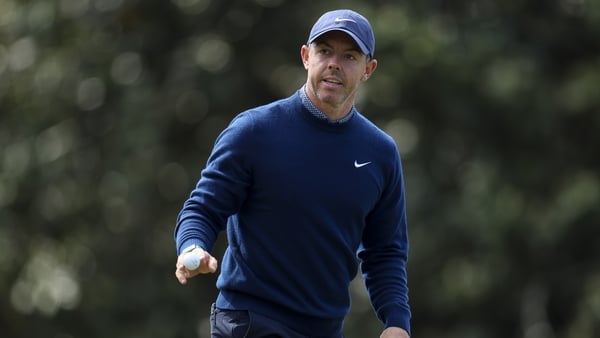 AUGUSTA, GEORGIA - APRIL 09: Rory McIlroy of Northern Ireland reacts on the first green during the first round of the 2026 Masters Tournament at Augusta National Golf Club on April 09, 2026 in Augusta, Georgia. (Photo by Andrew Redington/Getty Images)