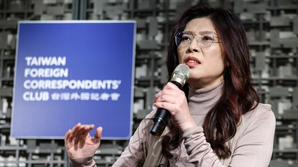 Taiwan's opposition party leader Cheng Li-wun is pictured during a press conference