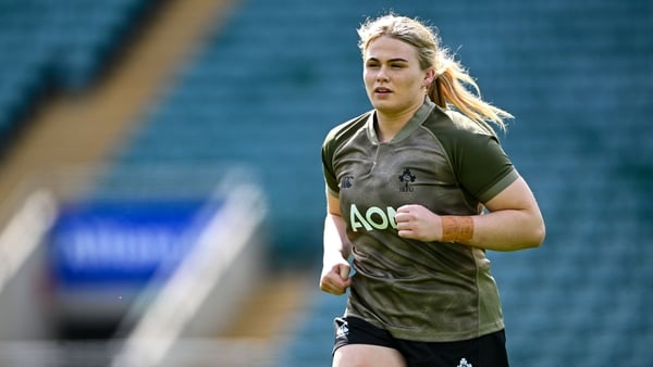 10 April 2026; Dorothy Wall during an Ireland Women's Rugby captain's run at the Allianz Stadium in Twickenham, England. Photo by Shauna Clinton/Sportsfile