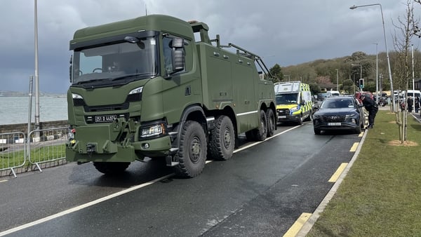 Defence Forces units arrive at Whitegate in Cork during the fuel protests