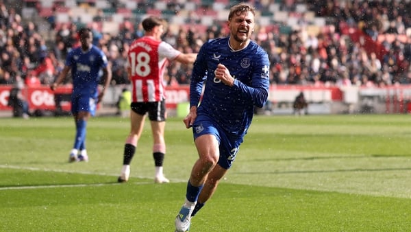 Kiernan Dewsbury-Hall after scoring an injury-time equaliser for Everton at Brentford