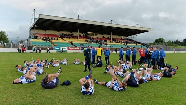 Laois players go through their warm-up routine before their 2013 Leinster SFC clash that was played on a Friday night