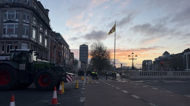 As day broke over Dublin a small number were still parked on O'Connell Street but all were cleared before lunchtime meaning that Gardai did not have to call for the assistance of the Defence Forces to move them