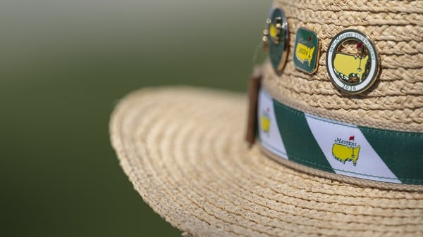 A patron wears a Masters hat during the third round of the Masters at Augusta National Golf Club, Saturday, April 11, 2026. (Photo by Simon Bruty/Augusta National/Getty Images)