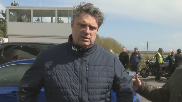 Neilus O'Connor talking to a reporter