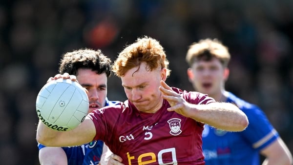 Ronan Wallace of Westmeath in action against Matthew Carey of Longford during the Leinster GAA Football Senior Championship Round 1 match between Longford and Westmeath at Glennon Bros Pearse Park in Longford.