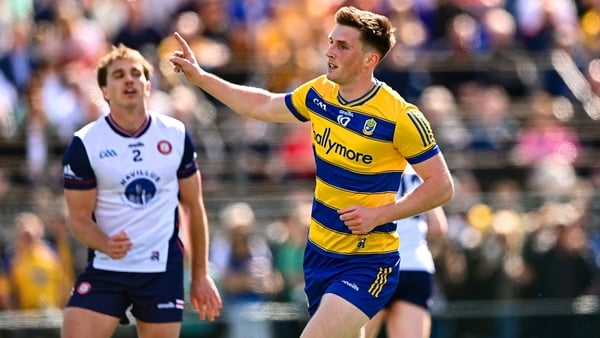 Dylan Ruane celebrates after scoring Roscommon's third goal against New York