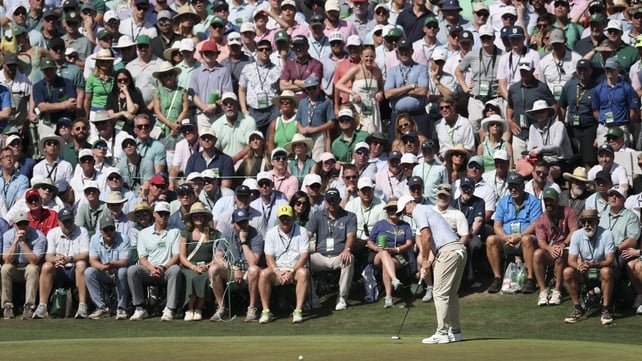 Rory McIlroy putts on the sixth green at the us masters