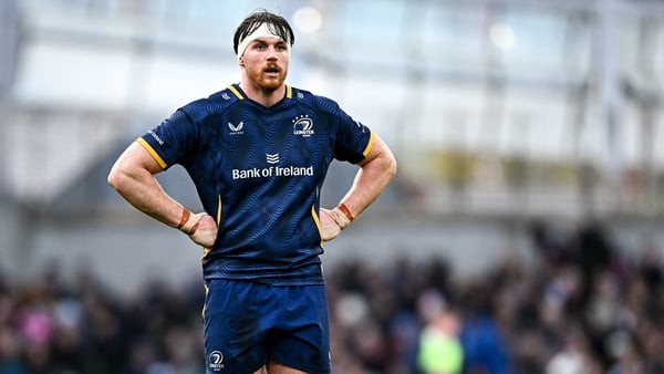 11 April 2026; Ryan Baird of Leinster during the Investec Champions Cup quarter-final match between Leinster and Sale Sharks at the Aviva Stadium in Dublin. Photo by Seb Daly/Sportsfile