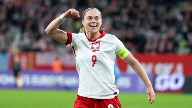 Ewa Pajor, celebration during FIFA Women's European Qualifiers: Poland vs Netherlands match at Polsat Plus Arena in Gdansk on March 3, 2026.
