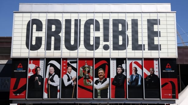SHEFFIELD, ENGLAND - APRIL 20: General view outside the theatre on day two of the Halo World Snooker Championship 2025 at Crucible Theatre on April 20, 2025 in Sheffield, England. (Photo by George Wood/Getty Images)