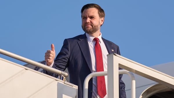 US Vice President JD Vance is pictured boarding Air Force Two