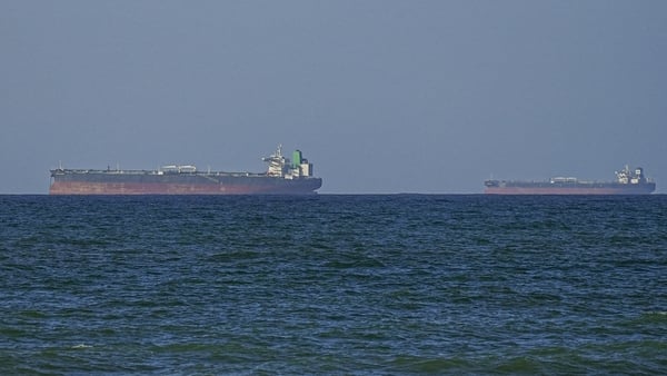 A view of the vessels heading towards the Strait of Hormuz following the two-week temporary ceasefire