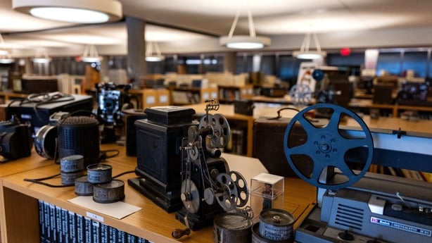 Periodicals and historical items are seen on shelving in the office area of the Packard Campus of the Library of Congress's National Audio-Visual Conservation Center in Culpeper, Virginia, on 2 April, 2026. (Photo by KENT NISHIMURA / AFP)