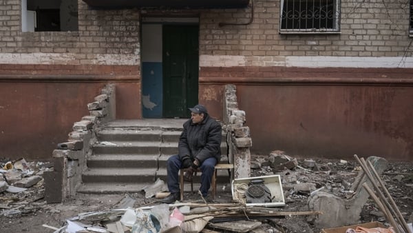 A view of the aftermath following a Russian attack with a Shahed-type drone on a residential area in Kramatorsk