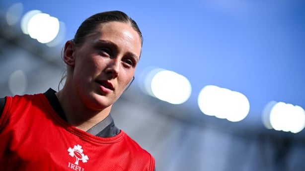 11 April 2026; Anna McGann of Ireland before the Women's Six Nations Rugby Championship match between England and Ireland at Allianz Stadium in Twickenham, England. Photo by Shauna Clinton/Sportsfile
