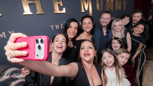 (Back row L-R) Laia Costa, Hayat Kamille, May Calamawy, Jack Reynor, Natalie Grace, Shylo Molina, Lee Cronin, May Elghety, (front row L-R) Verónica Falcón, Emily Mitchell, Dean Allen Williams, and Billie Roy attend Lee Cronin's The Mummy special screening