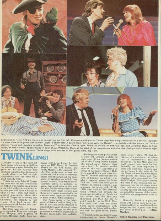 Twink article RTÉ guide 1982