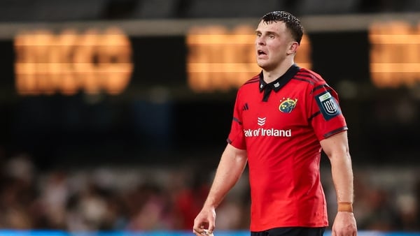 21 March 2026; Tom Farrell of Munster during the United Rugby Championship match between Hollywoodbets Sharks and Munster at Hollywoodbets Kings Park Stadium in Durban, South Africa. Photo by Shaun Roy/Sportsfile