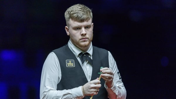 HONG KONG, CHINA - FEBRUARY 3: Aaron Hill of Ireland chalks the cue during the round one matches of the WST World Grand Prix 2026 against Mark Selby of England at Kai Tak Arena on February 3, 2026 in Hong Kong, China. (Photo by Yu Chun Christopher Wong/Eu