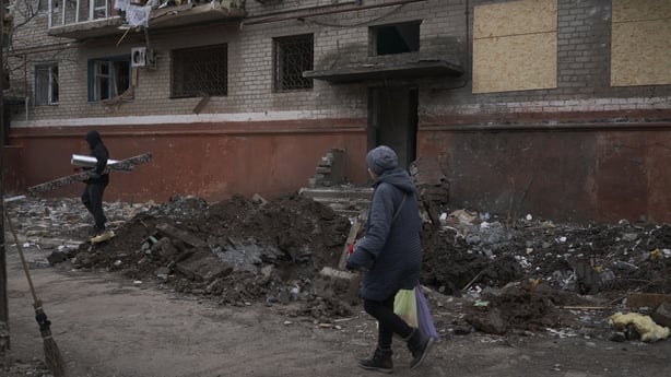 A view of the aftermath following a Russian attack with a Shahed-type drone on a residential area in Kramatorsk, Ukraine 