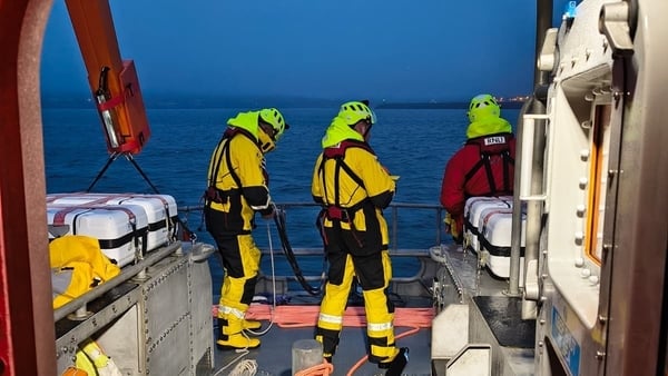 Members of Aran Lifeboat crew on a vessel