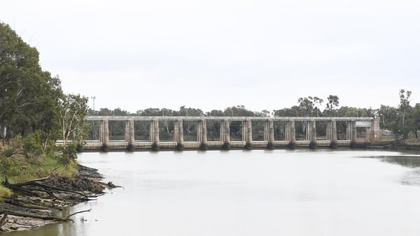 The Rockhmapton barrage is seen stretching across the Fitzroy river on July 09, 2017 in Rockhampton, Australia.