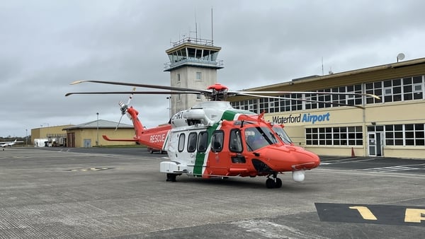 A Coast Guard helicopter at Waterford Airport