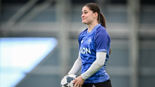 15 April 2026; Vicky Elmes Kinlan during an Ireland Women's Rugby squad training session at the IRFU High Performance Centre in Dublin. Photo by Shauna Clinton/Sportsfile