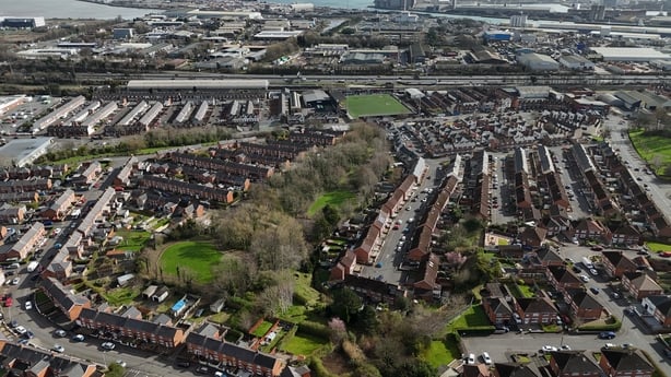 A general view of Northwood Park and Northwood road in Belfast where school boy Noah Donohoe was last seen before his death in 2020